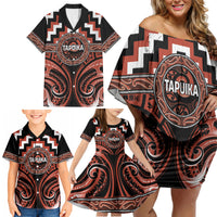 Aotearoa Tapuika Personalised Family Matching Off Shoulder Short Dress and Hawaiian Shirt Maori Iwi Poutama Puhoro Tattoo LT14 - Polynesian Pride