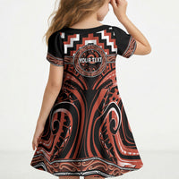 Aotearoa Tapuika Personalised Kid Short Sleeve Dress Maori Iwi Poutama Puhoro Tattoo LT14 - Polynesian Pride