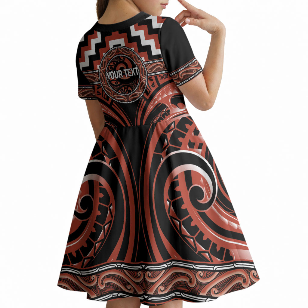 Aotearoa Tapuika Personalised Kid Short Sleeve Dress Maori Iwi Poutama Puhoro Tattoo LT14 - Polynesian Pride
