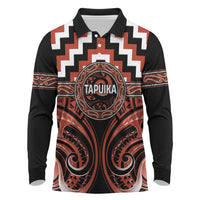 Aotearoa Tapuika Personalised Long Sleeve Polo Shirt Maori Iwi Poutama Puhoro Tattoo LT14 Red - Polynesian Pride
