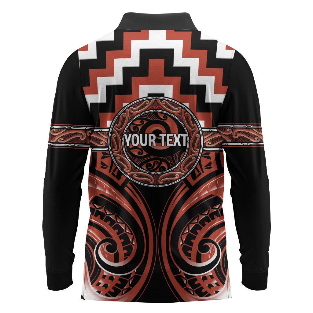 Aotearoa Tapuika Personalised Long Sleeve Polo Shirt Maori Iwi Poutama Puhoro Tattoo LT14 - Polynesian Pride