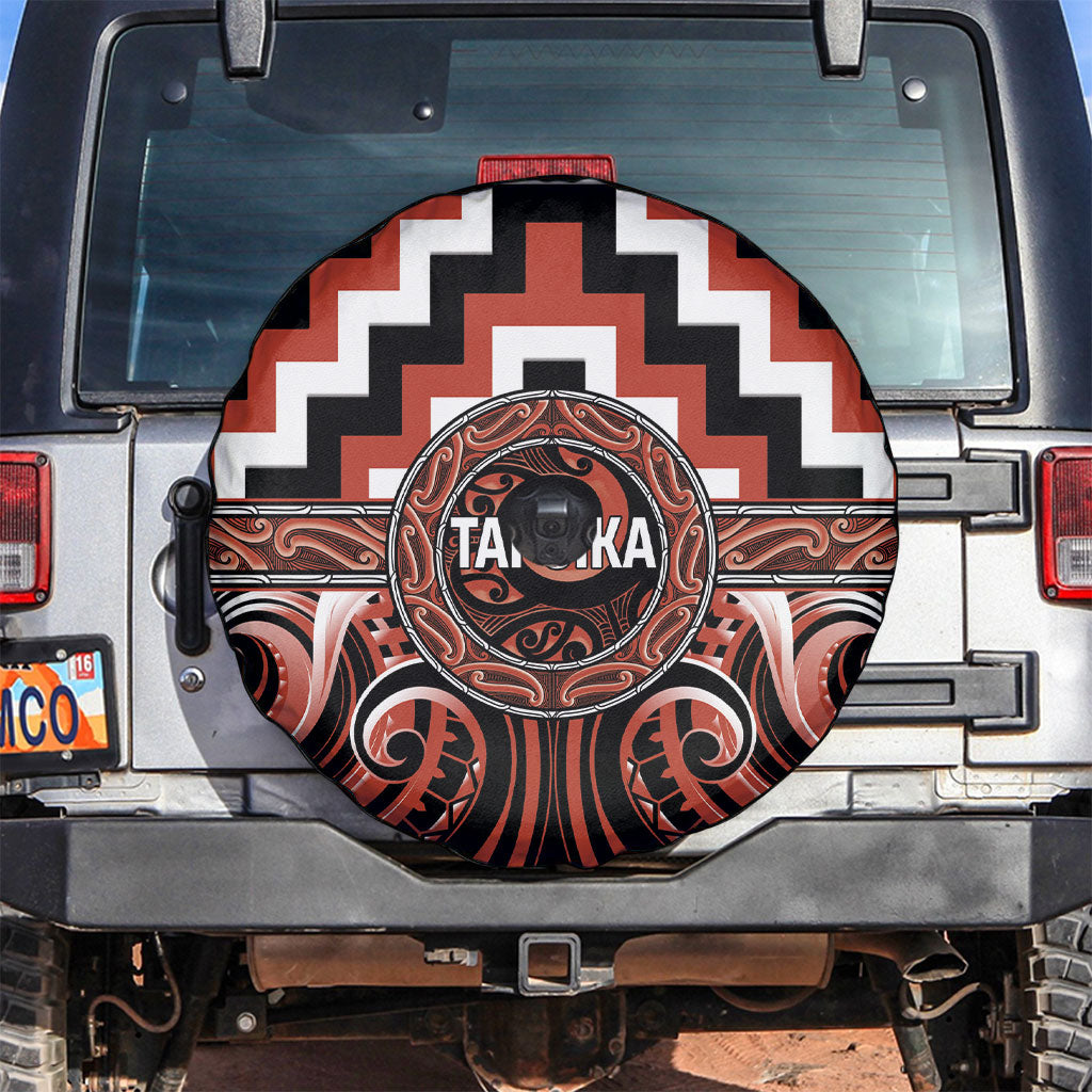 Aotearoa Tapuika Spare Tire Cover Maori Iwi Poutama Puhoro Tattoo LT14 Red - Polynesian Pride