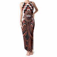 Aotearoa Tapuika Personalised Tank Maxi Dress Maori Iwi Poutama Puhoro Tattoo LT14 Women Red - Polynesian Pride