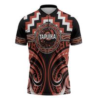 Aotearoa Tapuika Personalised Zipper Polo Shirt Maori Iwi Poutama Puhoro Tattoo LT14 Red - Polynesian Pride
