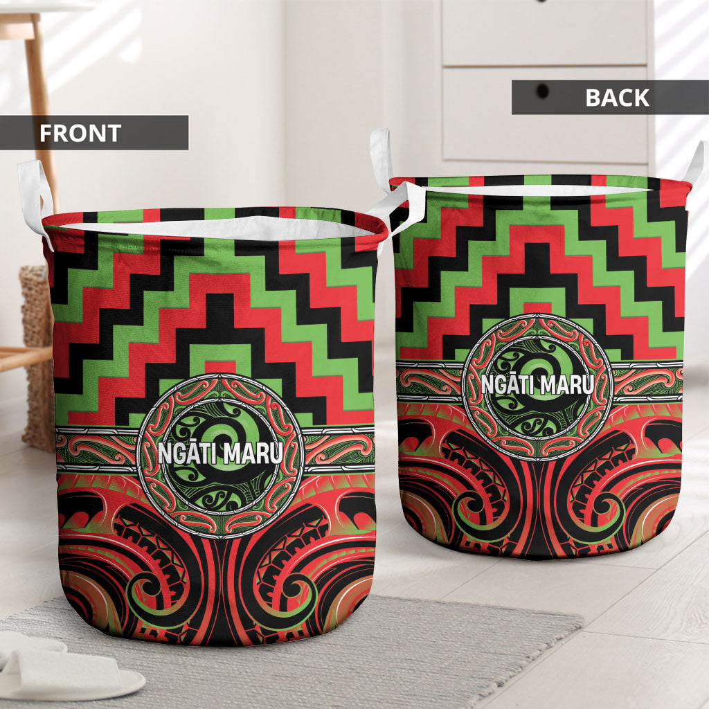 Aotearoa Ngati Maru Laundry Basket Maori Iwi Poutama Puhoro Tattoo LT14 - Polynesian Pride