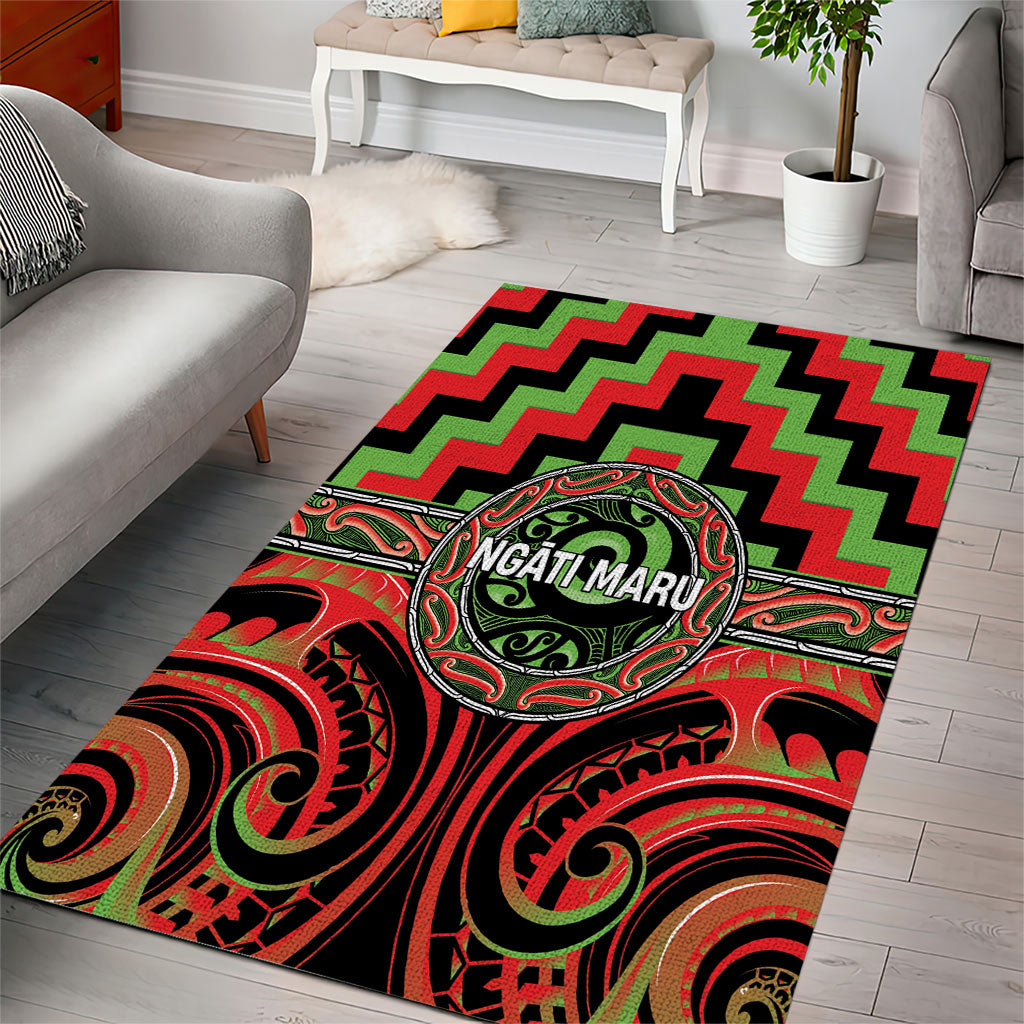 Aotearoa Ngati Maru Area Rug Maori Iwi Poutama Puhoro Tattoo LT14 - Polynesian Pride