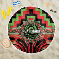 Aotearoa Ngati Maru Beach Blanket Maori Iwi Poutama Puhoro Tattoo LT14 One Size 150cm Red - Polynesian Pride