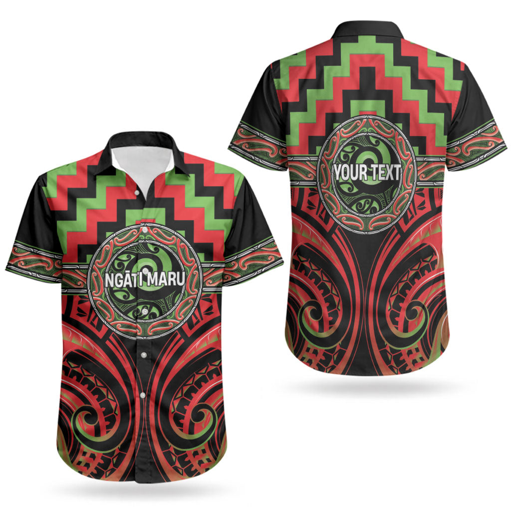 Aotearoa Ngati Maru Personalised Couples Matching Short Sleeve Bodycon Dress and Hawaiian Shirt Maori Iwi Poutama Puhoro Tattoo LT14 - Polynesian Pride