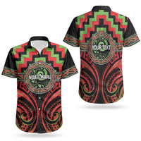 Aotearoa Ngati Maru Personalised Couples Matching Short Sleeve Bodycon Dress and Hawaiian Shirt Maori Iwi Poutama Puhoro Tattoo LT14 - Polynesian Pride