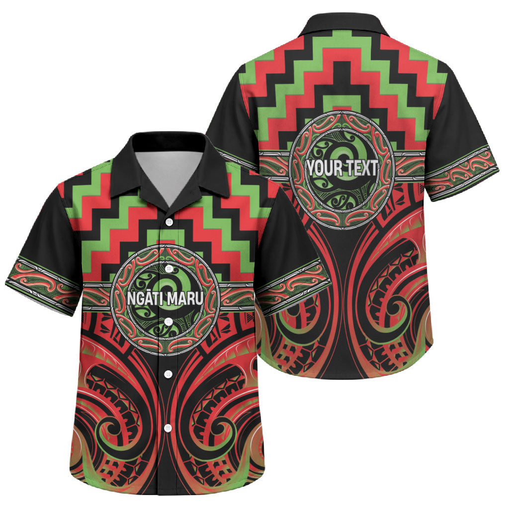 Aotearoa Ngati Maru Personalised Family Matching Off The Shoulder Long Sleeve Dress and Hawaiian Shirt Maori Iwi Poutama Puhoro Tattoo LT14 Son's Shirt Red - Polynesian Pride