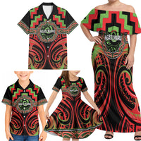 Aotearoa Ngati Maru Personalised Family Matching Off Shoulder Maxi Dress and Hawaiian Shirt Maori Iwi Poutama Puhoro Tattoo LT14 - Polynesian Pride