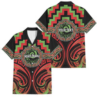 Aotearoa Ngati Maru Personalised Family Matching Puletasi and Hawaiian Shirt Maori Iwi Poutama Puhoro Tattoo LT14 Dad's Shirt - Short Sleeve Red - Polynesian Pride