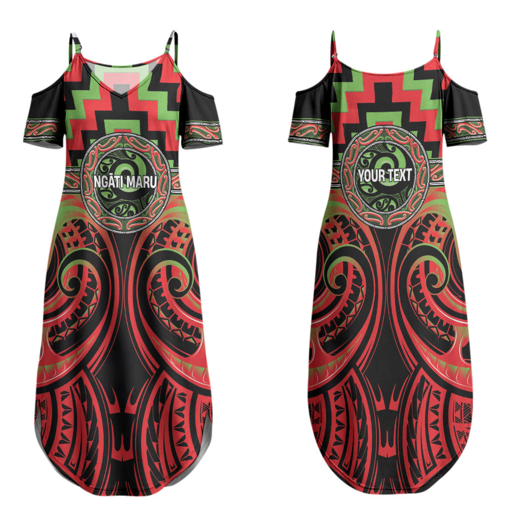 Aotearoa Ngati Maru Personalised Family Matching Summer Maxi Dress and Hawaiian Shirt Maori Iwi Poutama Puhoro Tattoo LT14 Mom's Dress Red - Polynesian Pride