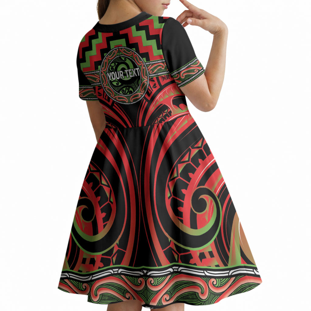 Aotearoa Ngati Maru Personalised Kid Short Sleeve Dress Maori Iwi Poutama Puhoro Tattoo LT14 - Polynesian Pride