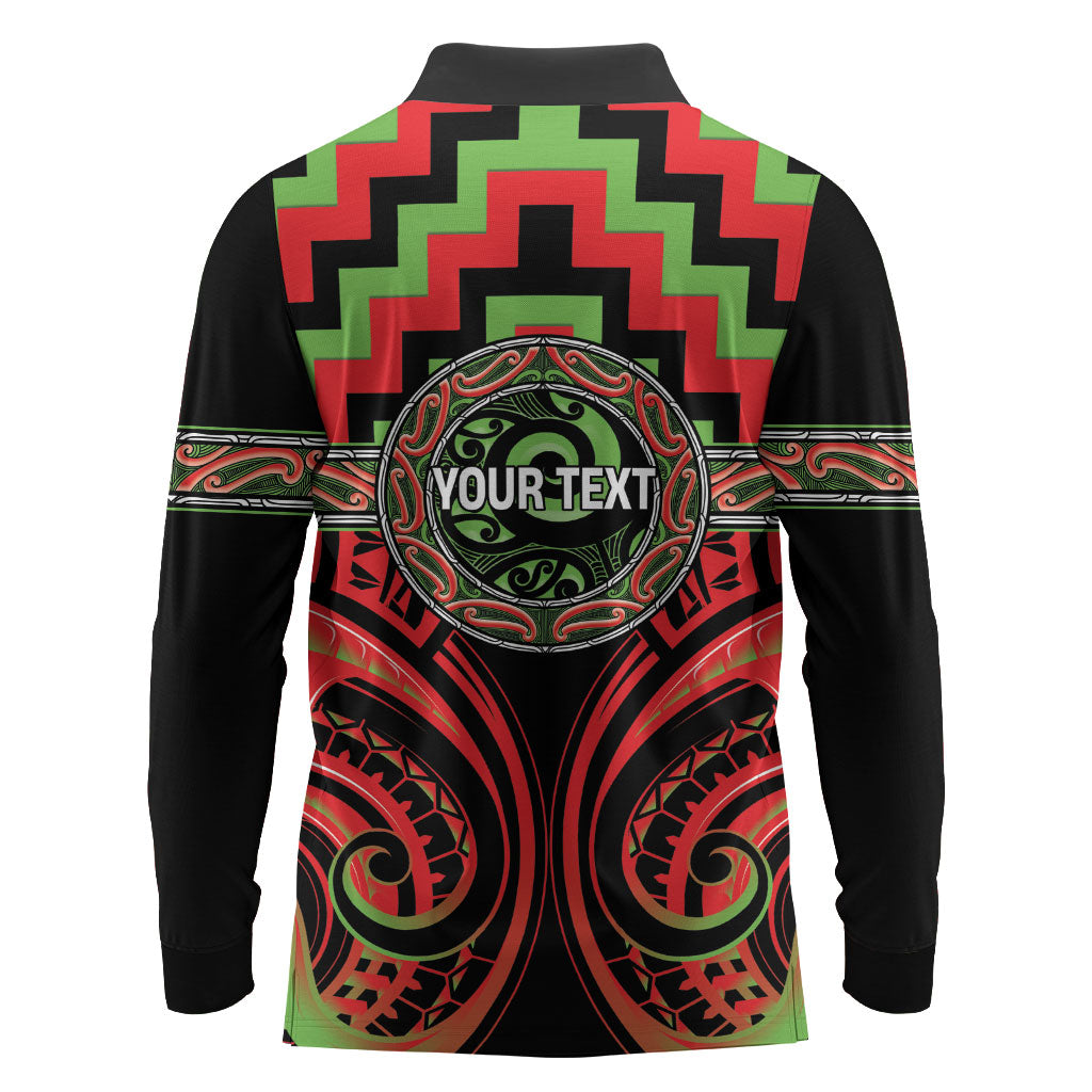Aotearoa Ngati Maru Personalised Long Sleeve Polo Shirt Maori Iwi Poutama Puhoro Tattoo LT14 - Polynesian Pride
