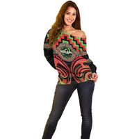 Aotearoa Ngati Maru Personalised Off Shoulder Sweater Maori Iwi Poutama Puhoro Tattoo LT14 - Polynesian Pride