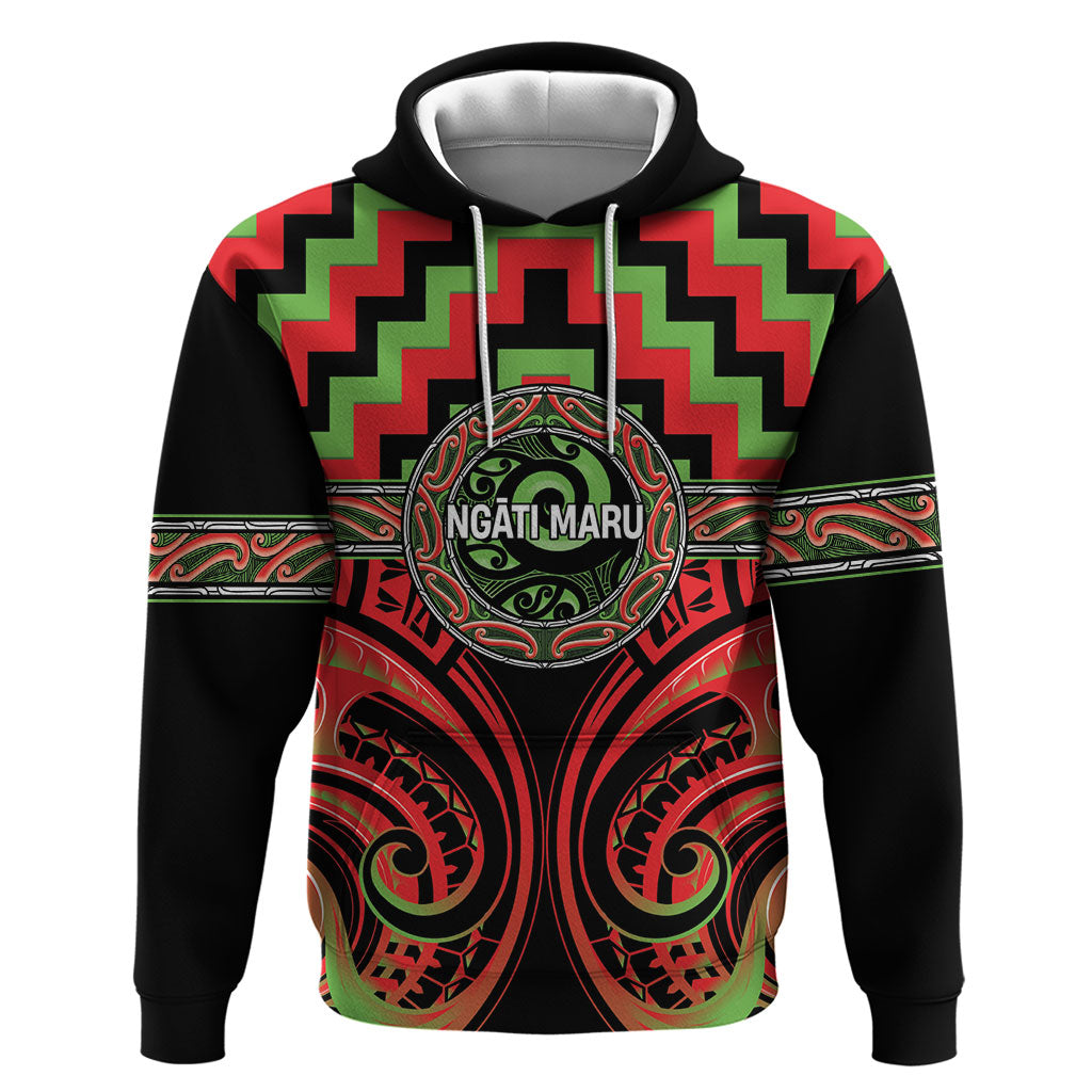 Aotearoa Ngati Maru Personalised Zip Hoodie Maori Iwi Poutama Puhoro Tattoo LT14 Pullover Hoodie Red - Polynesian Pride