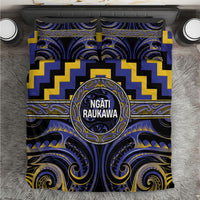Aotearoa Ngati Raukawa Bedding Set Maori Iwi Poutama Puhoro Tattoo LT14 Blue - Polynesian Pride