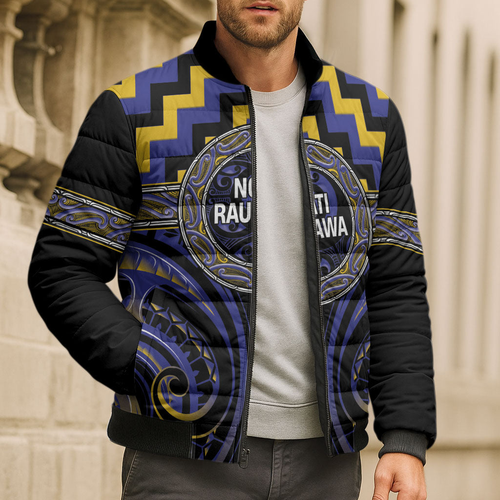 Aotearoa Ngati Raukawa Personalised Bomber Puffer Jacket Maori Iwi Poutama Puhoro Tattoo LT14 - Polynesian Pride
