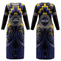 Aotearoa Ngati Raukawa Personalised Couples Matching Long Sleeve Bodycon Dress and Hawaiian Shirt Maori Iwi Poutama Puhoro Tattoo LT14 - Polynesian Pride