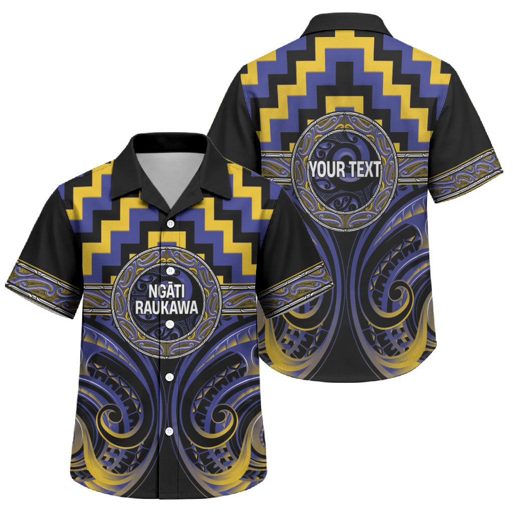 Aotearoa Ngati Raukawa Personalised Family Matching Short Sleeve Bodycon Dress and Hawaiian Shirt Maori Iwi Poutama Puhoro Tattoo LT14 Son's Shirt Blue - Polynesian Pride