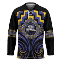 Aotearoa Ngati Raukawa Personalised Hockey Jersey Maori Iwi Poutama Puhoro Tattoo LT14 Unisex Blue - Polynesian Pride