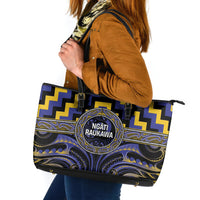 Aotearoa Ngati Raukawa Leather Tote Bag Maori Iwi Poutama Puhoro Tattoo LT14 Blue - Polynesian Pride
