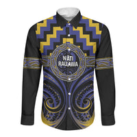 Aotearoa Ngati Raukawa Personalised Long Sleeve Button Shirt Maori Iwi Poutama Puhoro Tattoo LT14 Unisex Blue - Polynesian Pride