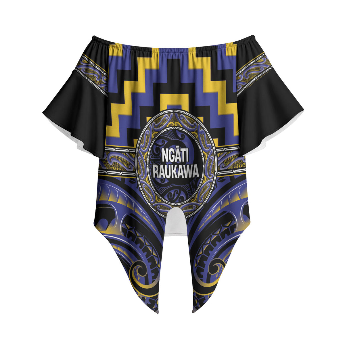 Aotearoa Ngati Raukawa Personalised Off Shoulder Wrap Waist Top Maori Iwi Poutama Puhoro Tattoo LT14 - Polynesian Pride