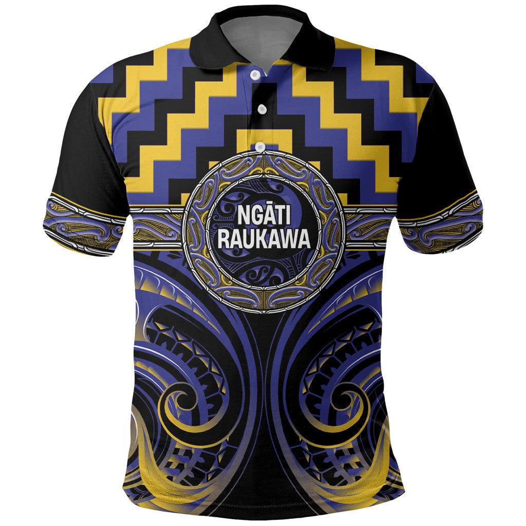 Aotearoa Ngati Raukawa Personalised Polo Shirt Maori Iwi Poutama Puhoro Tattoo LT14 Blue - Polynesian Pride