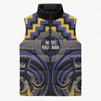 Aotearoa Ngati Raukawa Personalised Sleeveless Puffer Jacket Maori Iwi Poutama Puhoro Tattoo LT14 Unisex Blue - Polynesian Pride