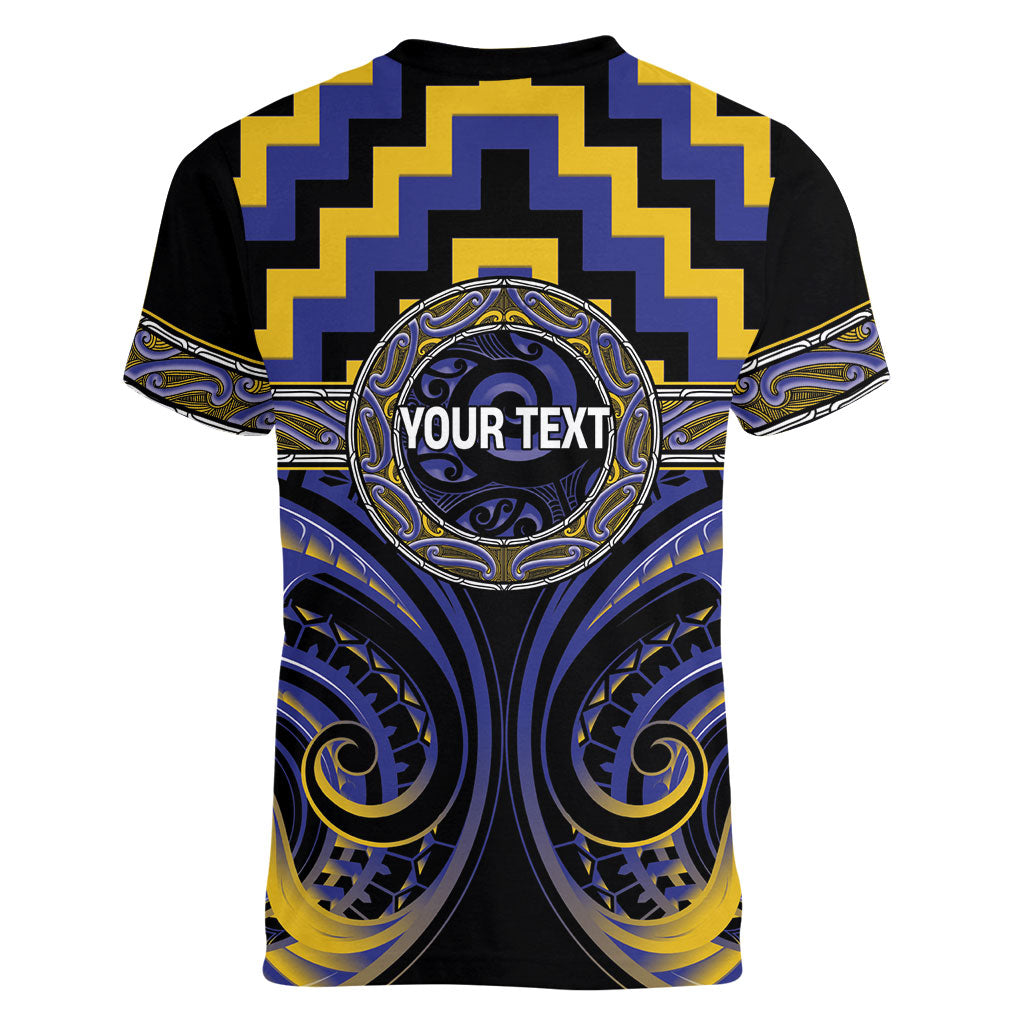 Aotearoa Ngati Raukawa Personalised Women V-Neck T-Shirt Maori Iwi Poutama Puhoro Tattoo LT14 - Polynesian Pride