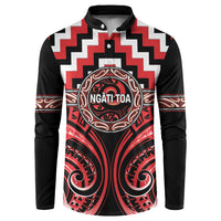 Aotearoa Ngati Toa Personalised Button Sweatshirt Maori Iwi Poutama Puhoro Tattoo LT14 Red - Polynesian Pride