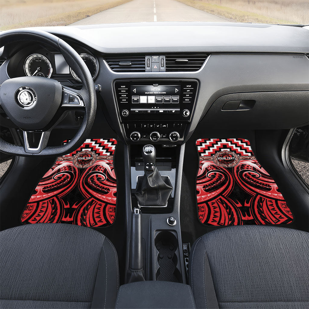 Aotearoa Ngati Toa Personalised Car Mats Maori Iwi Poutama Puhoro Tattoo LT14 Set 2pcs - Front Red - Polynesian Pride