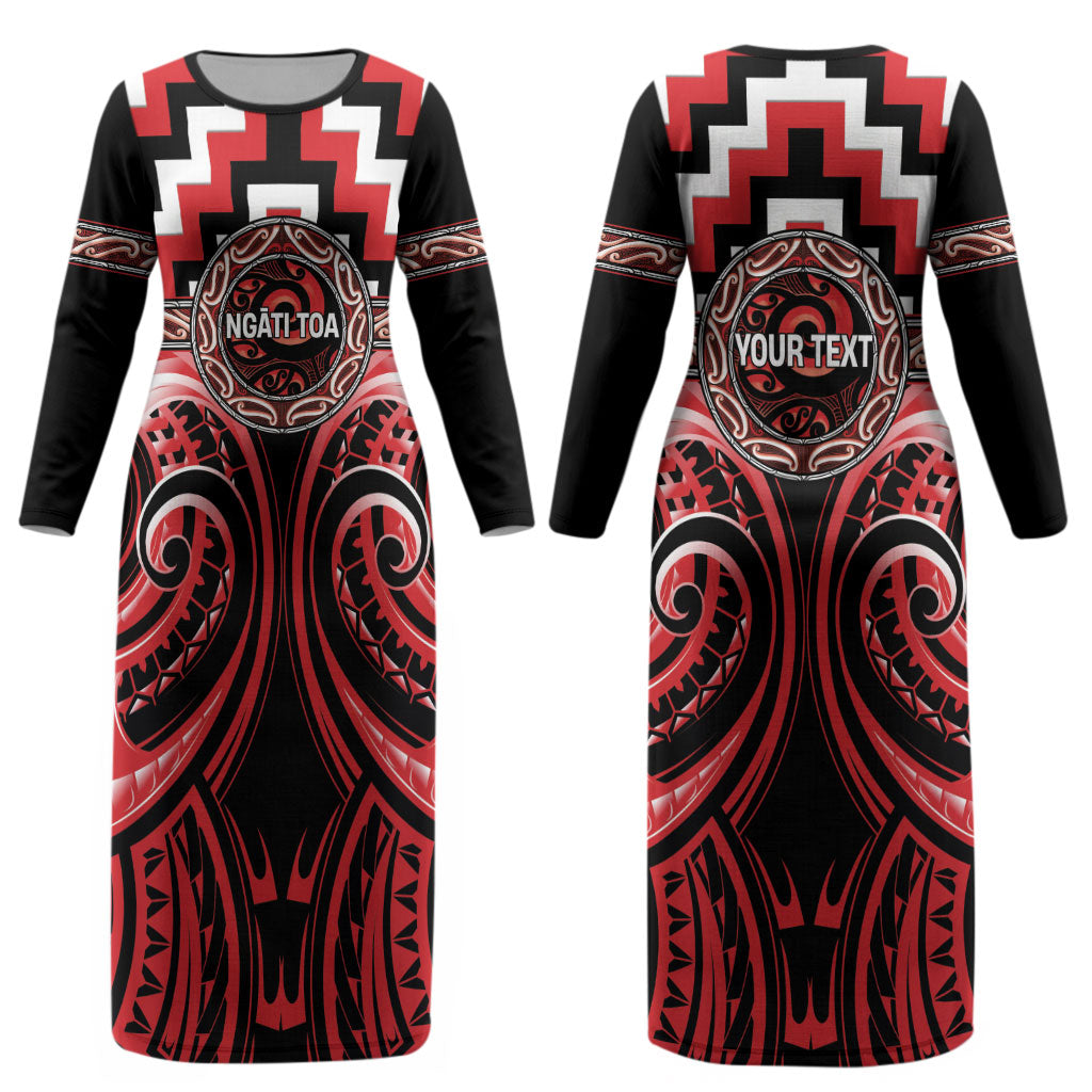 Aotearoa Ngati Toa Personalised Couples Matching Long Sleeve Bodycon Dress and Long Sleeve Button Shirt Maori Iwi Poutama Puhoro Tattoo LT14 - Polynesian Pride