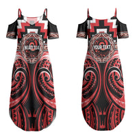 Aotearoa Ngati Toa Personalised Couples Matching Summer Maxi Dress and Hawaiian Shirt Maori Iwi Poutama Puhoro Tattoo LT14 - Polynesian Pride