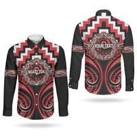 Aotearoa Ngati Toa Personalised Couples Matching Tank Maxi Dress and Long Sleeve Button Shirt Maori Iwi Poutama Puhoro Tattoo LT14 - Polynesian Pride