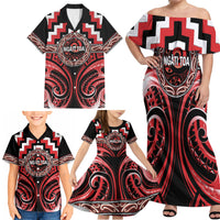 Aotearoa Ngati Toa Personalised Family Matching Off Shoulder Maxi Dress and Hawaiian Shirt Maori Iwi Poutama Puhoro Tattoo LT14 - Polynesian Pride