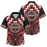 Aotearoa Ngati Toa Personalised Family Matching Short Sleeve Bodycon Dress and Hawaiian Shirt Maori Iwi Poutama Puhoro Tattoo LT14 Son's Shirt Red - Polynesian Pride