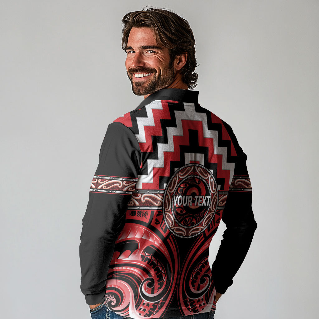 Aotearoa Ngati Toa Personalised Long Sleeve Polo Shirt Maori Iwi Poutama Puhoro Tattoo LT14 - Polynesian Pride