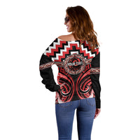 Aotearoa Ngati Toa Personalised Off Shoulder Sweater Maori Iwi Poutama Puhoro Tattoo LT14 - Polynesian Pride
