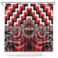 Aotearoa Ngati Toa Shower Curtain Maori Iwi Poutama Puhoro Tattoo LT14 Red - Polynesian Pride