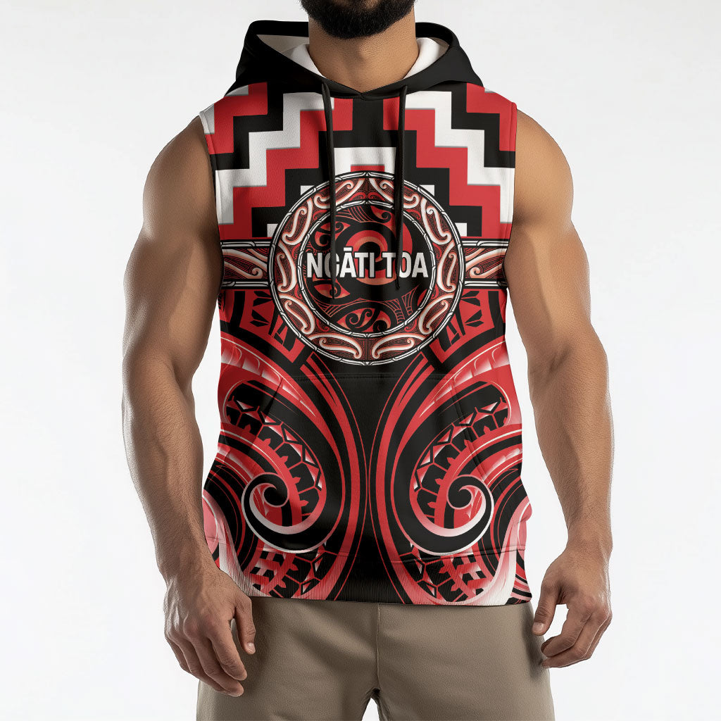 Aotearoa Ngati Toa Personalised Sleeveless Hoodie Maori Iwi Poutama Puhoro Tattoo LT14 - Polynesian Pride