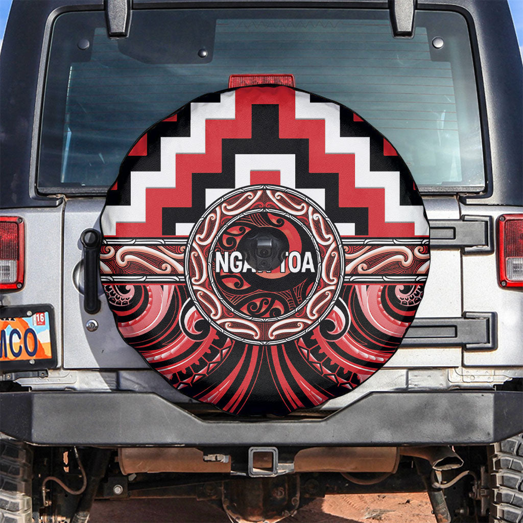 Aotearoa Ngati Toa Spare Tire Cover Maori Iwi Poutama Puhoro Tattoo LT14 Red - Polynesian Pride