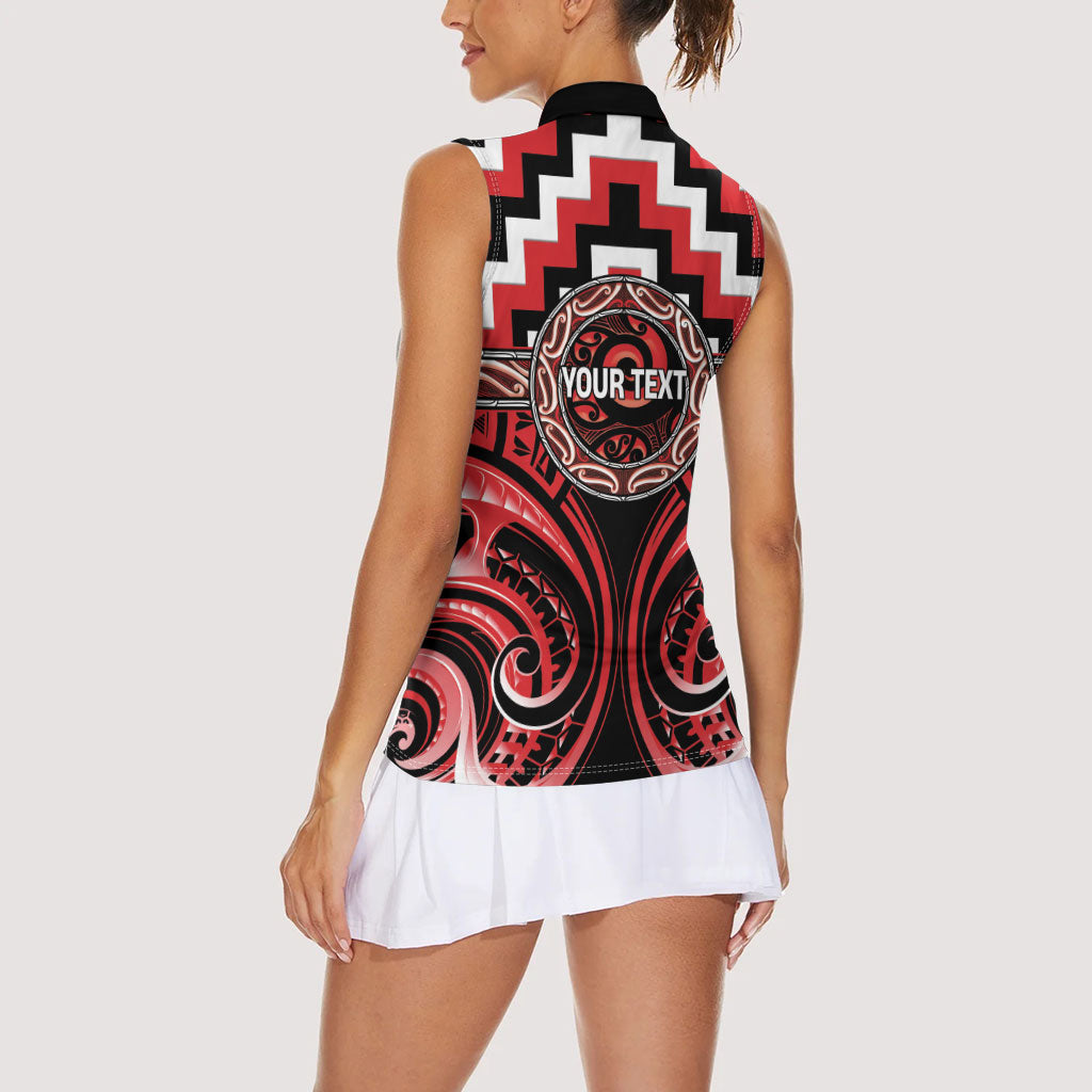 Aotearoa Ngati Toa Personalised Women Sleeveless Polo Shirt Maori Iwi Poutama Puhoro Tattoo LT14 - Polynesian Pride