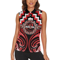 Aotearoa Ngati Toa Personalised Women Sleeveless Polo Shirt Maori Iwi Poutama Puhoro Tattoo LT14 - Polynesian Pride
