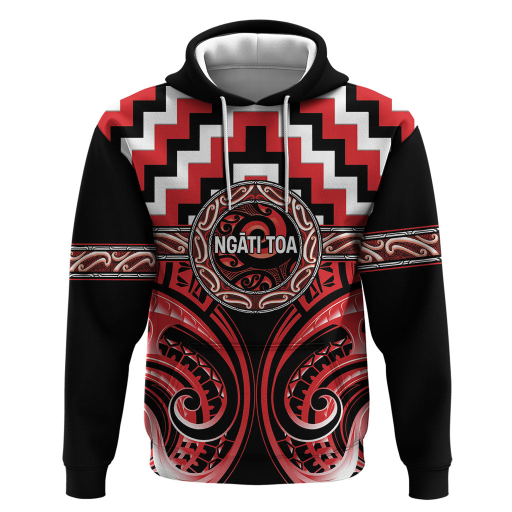 Aotearoa Ngati Toa Personalised Zip Hoodie Maori Iwi Poutama Puhoro Tattoo LT14 Pullover Hoodie Red - Polynesian Pride