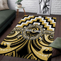 Aotearoa Ngati Tama Area Rug Maori Iwi Poutama Puhoro Tattoo LT14 Yellow - Polynesian Pride