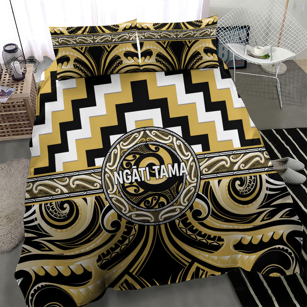 Aotearoa Ngati Tama Bedding Set Maori Iwi Poutama Puhoro Tattoo LT14 - Polynesian Pride