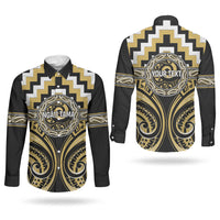 Aotearoa Ngati Tama Personalised Couples Matching Summer Maxi Dress and Long Sleeve Button Shirt Maori Iwi Poutama Puhoro Tattoo LT14 - Polynesian Pride